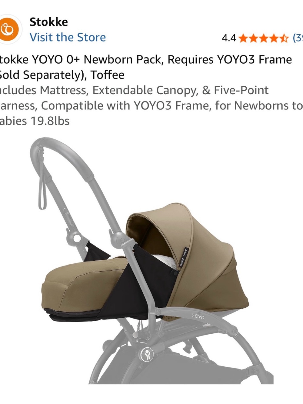 Stokke YOYO 0+ Newborn Pack, Requires YOYO3 Frame (Sold Separately) Toffee